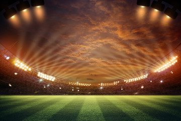 lights at night and football stadium . Mixed photos