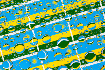 Rain drops full of Rwanda flags