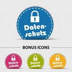 Data Protection German Cut Circle Buttons - Colorful Vector Illustration - Isolated On Transparent Background