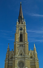Fototapeta na wymiar Catholic cathedral in centre of Novi Sad, Serbia
