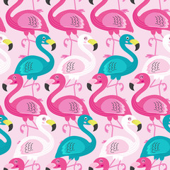 Obraz premium seamless pattern with beautiful flamingo - vector illustration, eps