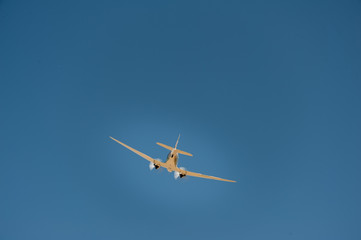 Military cargo plane in flight 