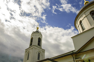 Church and sunny sky on the background