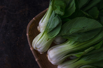 Bok choy with rustic background
