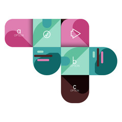 Infographics option and step by step in rounded squares, element of chart, graph, diagram with options, parts, processes