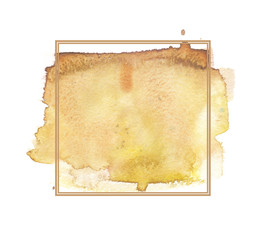 Light brown abstract brush strokes painted in watercolor surrounded by square frame on clean white background