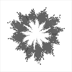 round sound wave effect isolated on white background