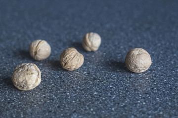 walnut on a granite table