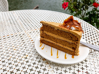 Coffee Cake in white plate.