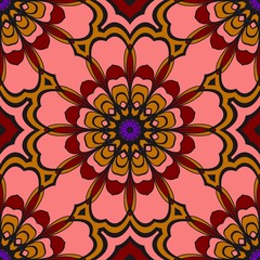 Seamless texture of floral ornament. Vector illustration. For the interior design, printing, web and textile