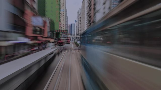 4K of Timelapse from the tram at nightlife in Hong Kong
