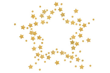 Gold glitter star and dot frame paper cut background - isolated