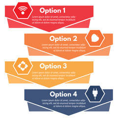 Four elements of infographic design with icons. Step by step infographic design template. Vector illustration
