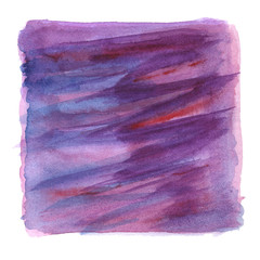Purple, blue and pink abstract illustration of hand-drawn watercolor painting, artistic squared background