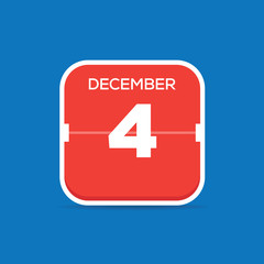 December 4 Calendar Flat Icon