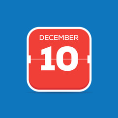 December 10 Calendar Flat Icon