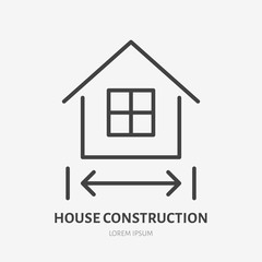 Country house flat line icon. Real estate sign. Thin linear logo for home repair, construction services.