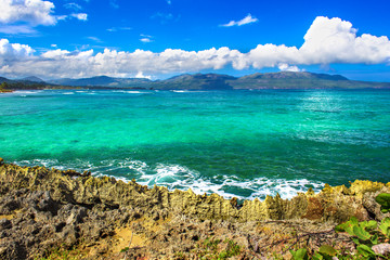 Caribbean sea surface summer wave background.