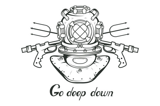 Diving. Scuba diving logo. Diver mask. Scuba-diving helmet. Vector graphics to design.