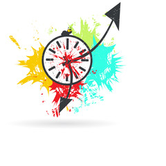 Clock. Grunge vector illustration