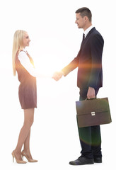 photo in full growth. the handshake between lawyer and client.