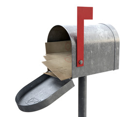 Retro Mail Box And Letter Stack