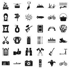 Adventure icons set. Simple style of 36 adventure vector icons for web isolated on white background