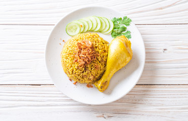 Muslim yellow rice with chicken