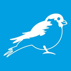 Bullfinch icon white isolated on blue background vector illustration