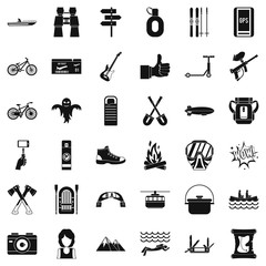 Sport adventure icons set. Simple style of 36 sport adventure vector icons for web isolated on white background