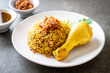 Muslim yellow rice with chicken