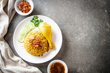 Muslim yellow rice with chicken