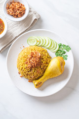 Muslim yellow rice with chicken