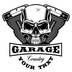 Motorcycle engine with skull