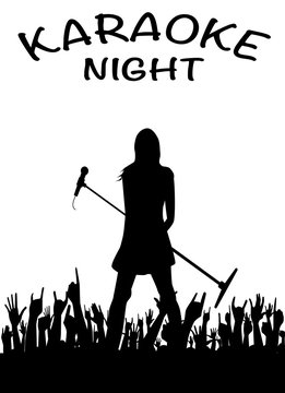 Karaoke Night Girl With Microphone