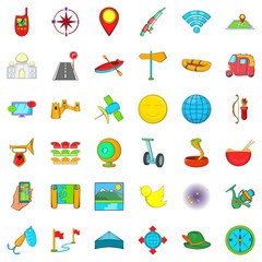 Summer sport icons set. Cartoon style of 36 summer sport vector icons for web isolated on white background