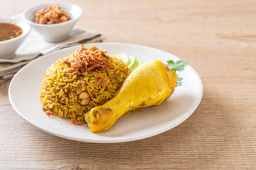 Muslim yellow rice with chicken