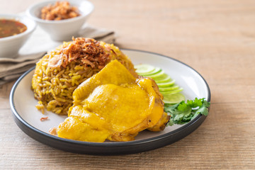 Muslim yellow rice with chicken