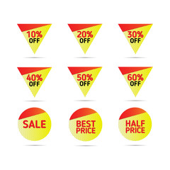 Set of banner elements, discount tag collection, special offer. Modern yellow and red sale stickers. Website, abstract background, web page design