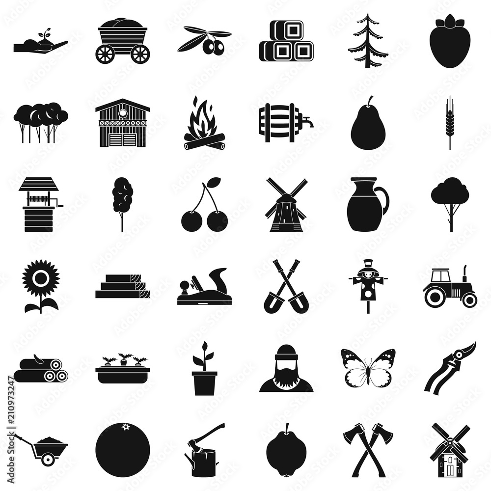 Aufkleber farming icons set. simple style of 36 farming vector icons for web isolated on white background
