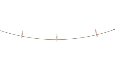 rope with clothespin isolated 3d illustration