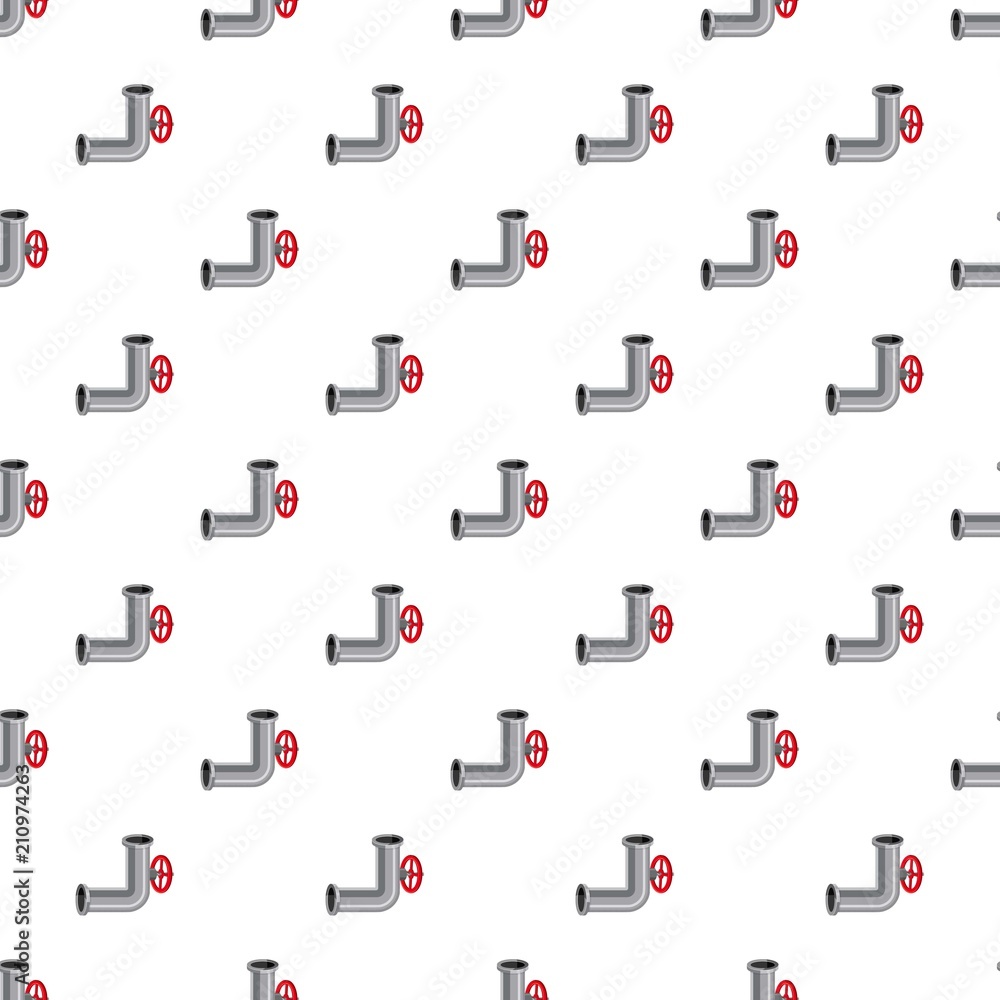 Poster Pipeline piece with valve pattern seamless repeat in cartoon style vector illustration