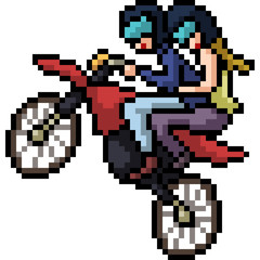 Fototapeta premium vector pixel art motorcycle ride