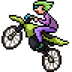 vector pixel art motorcycle ride