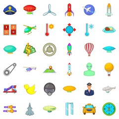 Air transport icons set. Cartoon style of 36 air transport vector icons for web isolated on white background