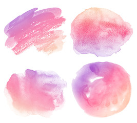 Gradient rainbow watercolor splashes. Set of watercolor stains. Watercolor texture