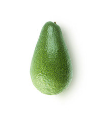 Top view. Isolated avocado. Cut avocado fruit isolated on white background. Avocado with copy space for text. 
