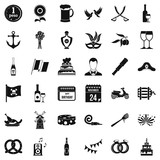 Holiday icons set. Simple style of 36 holiday vector icons for web isolated on white background