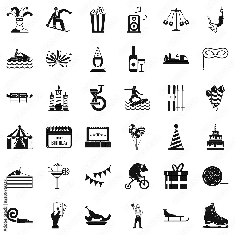 Aufkleber circus icons set. simple style of 36 circus vector icons for web isolated on white background