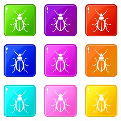 Fototapeta premium Beetle icons of 9 color set isolated vector illustration